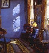 Anna Ancher Sunlight in the blue room Germany oil painting artist